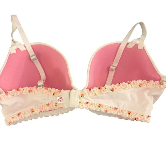 Victoria's Secret Lined Demi Bra With Floral Trim Coquette - Picture 2 of 5